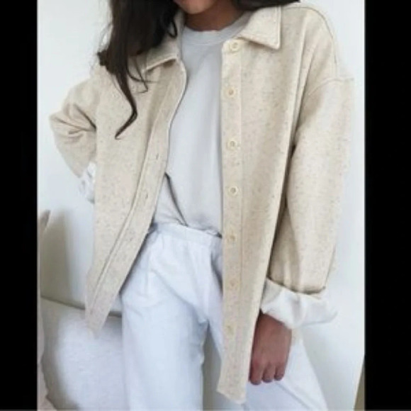 Something Navy Tops - Something Navy - Ivory Donegal Candy Shirt Jacket Shacket - XS